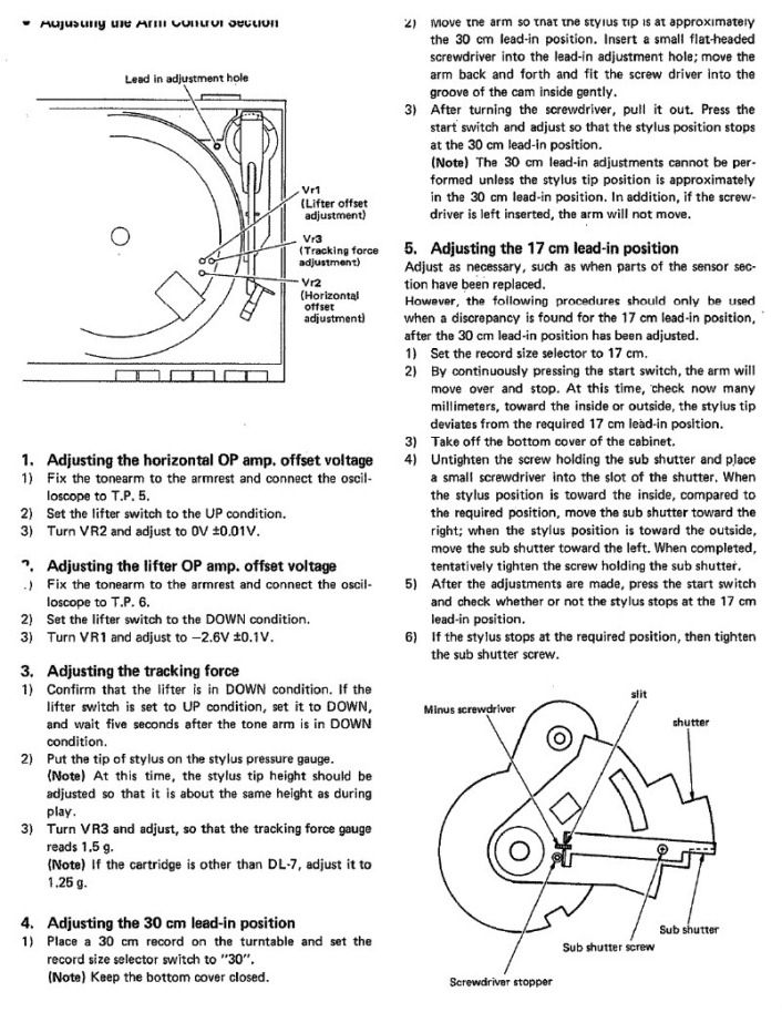 denon dp-7f adjustment