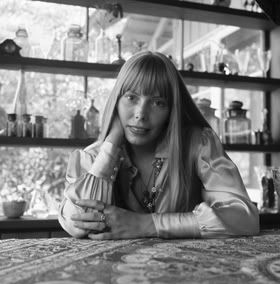 Joni Mitchell at her home in Laurel Canyon, California in 1968
