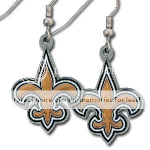 NEW ORLEANS SAINTS EARRINGS, PIERCED DANGLE EARRINGS  