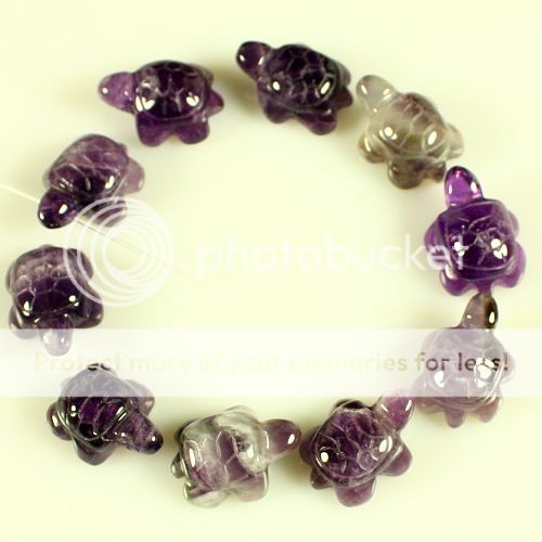 L16795 Ten Carved Amethyst Turtle Pendant Beads  