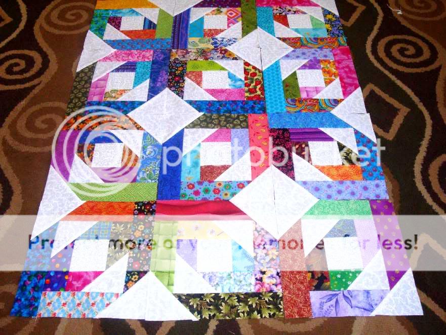 12 BRIGHT STARS Quilt Top Fabric Blocks Squares  